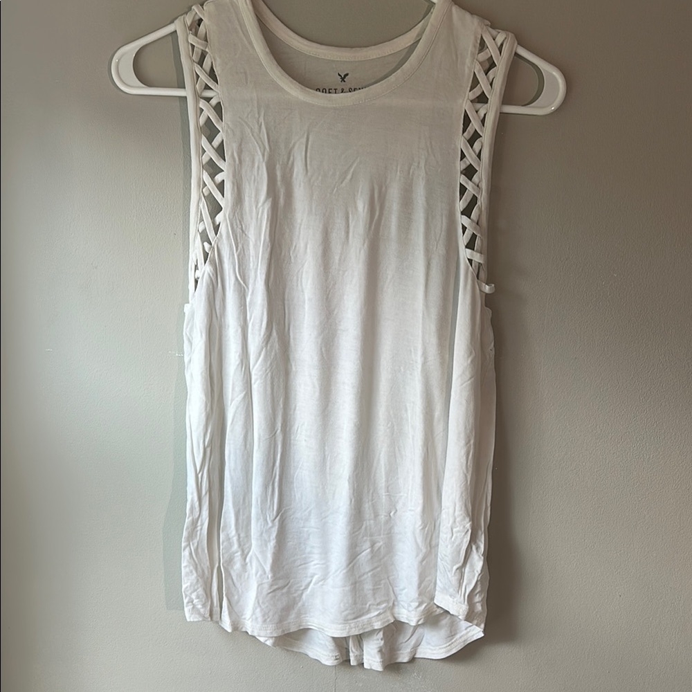 Aerie White Cut Out Tank Top
